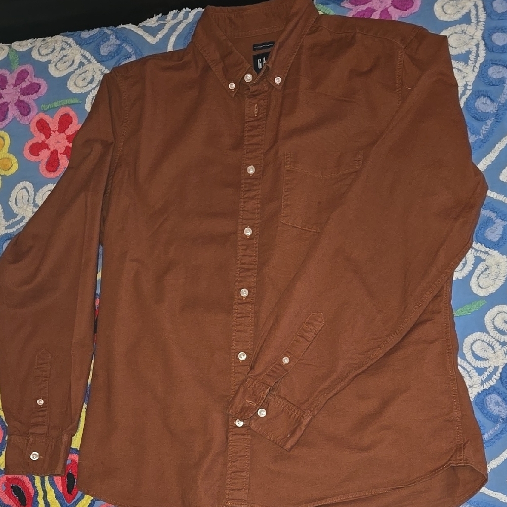 Men's Brown Button-Down Shirt